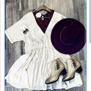 Satin Babydoll Dress - Oatmeal Color